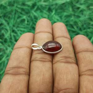 Hessonite 925 argent Sterling pierres précieuses pendentif ovale Cabochon pierre naturelle bijoux élégant fabriqué à la main Design bijoux pour enfants - Product Image 3