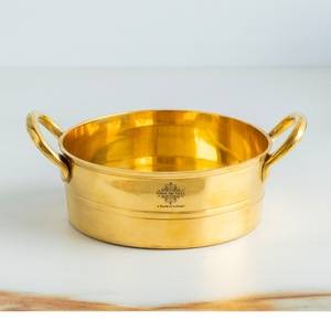 IndianArtVilla Brass Shine <b>Plain</b> Design Pot -Serveware & Coowkare for Home Hotel & Restaurant - Product Image 4