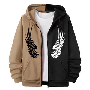 Sudadera con capucha con estampado de peso pesado de algodón informal personalizada para hombre al por mayor Sudadera con capucha de mezcla de algodón de invierno básica de bloque de color de dos tonos - Product Image 1