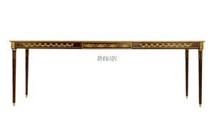 Mesa Consola Clásica de Lujo Hecha a Mano con Perfil Delgado, Elegantes Motivos Dorados y Patas Cónicas Refinadas - Product Image 1