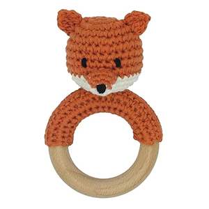 Conejito de Pascua de ganchillo hecho a mano, juguete sonajero de madera para bebé, Animal de peluche orgánico para recién nacido por consignadores indios - Product Image 4