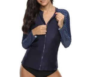 <b>Womens</b> Custom Zipper Rash Guard Long Sleeve Compression Shirt Quick Dry Beachwear <b>Rashguard</b> Swimwear Beach Top Customized - Product Image 5