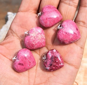 Vente en gros lot de bijoux en argent 925 pour femmes chrétiennes en forme de coeur rose thulite pendentif en pierres précieuses naturelles diamant chakra de guérison - Product Image 4