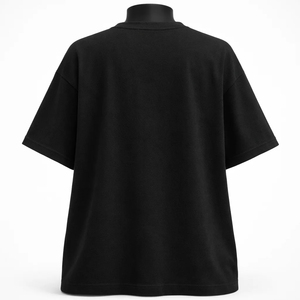 T-shirt noir à col rond pour femme avec texte japonais rouge et imprimé étoile, coupe ample, style streetwear, 100% jersey de coton - Product Image 3