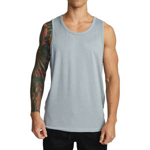 Camiseta sin mangas con logotipo personalizado para hombre, color sólido, para gimnasio, fitness, entrenamiento, tejido de punto de verano de alta demanda - Product Image 1