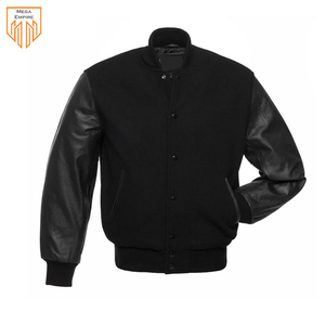 Venta al por mayor personalizado diseñador logotipo Stand Collar frontal Unisex Casual béisbol Letterman algodón Fleece Varsity chaquetas - Product Image 5