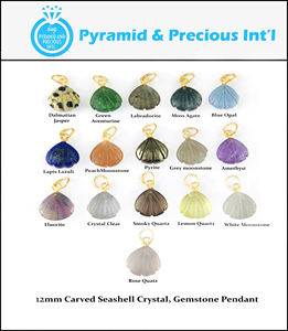 Pendentif sculptée en coquillage de pierres précieuses naturelles avec pierre de cristal de guérison en coquille de conque et argent sterling 925 or vermeil - Product Image 3