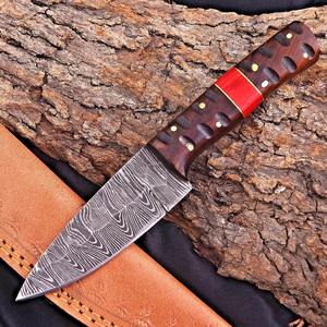 Damascus Hunting <b>Knife</b> Custom Made with Pakkawood <b>Handle</b> Damascus Steel Blade Sheath OEM Support Fixed Blade Camping <b>Knife</b> - Product Image 2