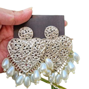 Boucles d'oreilles afghanes traditionnelles vintage Couleurs personnalisées tendance Argent antique plaqué Motif floral Cadeau de fête de Noël en acier inoxydable - Product Image 2