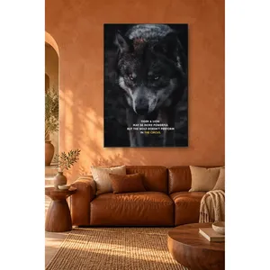 Impresión en lienzo de Fida Yellow-Eyed Wolf in the Dark and Circus Quote - Product Image 2