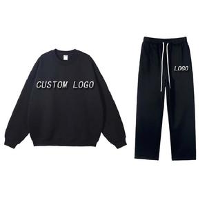 Sweat à capuche pour hommes de haute qualité unisexe 350gsm survêtement de couleur unie surdimensionné élégant sweat pour hommes 2 pièces-ensemble - Product Image 6