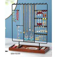 Support à bijoux rectangulaire moderne portable avec base en bois Modèle GOU-F25181 29x12x37 CM