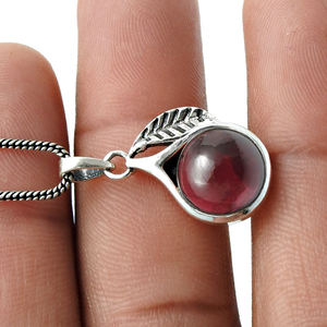 Collar de piedras preciosas granate rojo Natural de plata de ley S925, joyería fina de lujo, collares colgantes de piedras preciosas de Plata de Ley 925 OEM - Product Image 4