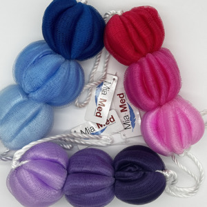 Mia Med Body Cleansing Bath Loofah <b>Shower</b> Tube Mesh Balls with <b>Back</b> Strap Nylon Flower Shape Bath Brushes and <b>Scrubbers</b> - Product Image 5