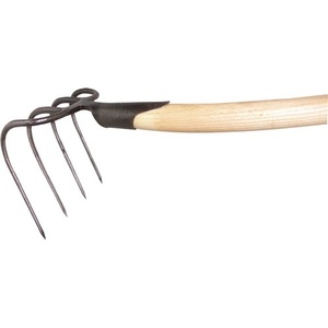 Houe à fumier à 4 dents rondes Krumpholz, longueur des dents 210 mm, avec embout à ressort et manche, 1200 g, outil de jardinage manuel - Product Image 1