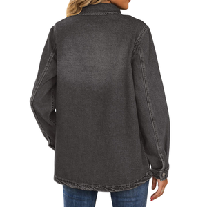 Camisa Vaquera de Mezclilla 100% Algodón Transpirable de Alta Calidad Personalizada para Mujer, Ajustada, Elástica, Transpirable, con Diseño Único - Product Image 4