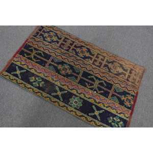 Alfombra Turca Vintage de 2.3x3.6 pies, Alfombra Pequeña, Alfombra Marroquí de Lana Azul Verde - Product Image 3