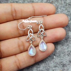 Boucles d'oreilles pendantes en argent sterling plaqué rhodium avec labradorite, 6x9 mm, style vintage, pour anniversaire d'enfant - Product Image 1