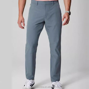 กางเกงสูทผ้าฝ้าย100% คลาสสิกสำหรับผู้ชายกางเกงลำลองสำหรับฟิตเนสทางการย้อมสีล้วนด้านหน้าเรียบมีกระเป๋าทรงตรง - Product Image 1