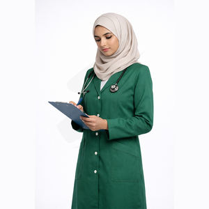 Blouse de laboratoire médicale verte personnalisée pour médecins et infirmières, en polycoton, manches longues, vêtements de travail médicaux - Product Image 4