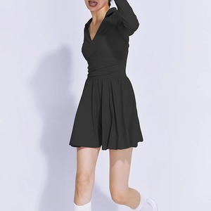 Robes de golf de tennis avec pantalon de sécurité deux pièces femmes à manches courtes col rabattu robe d'entraînement sportif de badminton - Product Image 6