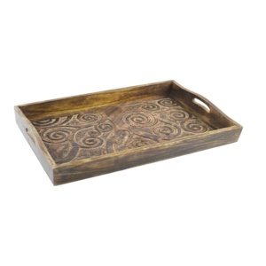 Precio de fábrica al por mayor Bandeja de madera Diseño de restaurante y hotel Diseño de acabado ardiente Bandeja de madera de diseño de agarre cómodo - Product Image 1