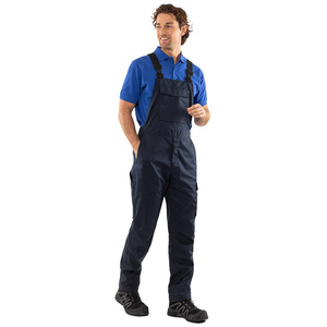 Costume industriel de bavoir global respirant personnalisable bleu foncé pour les pantalons de travail d'été de sécurité des travailleurs de la construction - Product Image 1