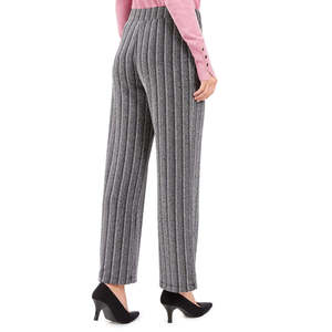 Pantalon taille haute noir à jambe large avec texture métallique anti-boulochage pour femme, collection JM, taille XX-Large, idéal pour l'automne - Product Image 2