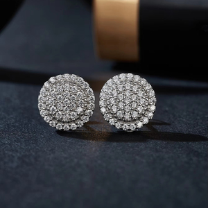 Boucles d'oreilles clous en diamant taille brillant rond, clarté VVS, en argent S925, classiques, en moissanite, plaquées rhodium, pour anniversaire, fiançailles, femme - Product Image 5