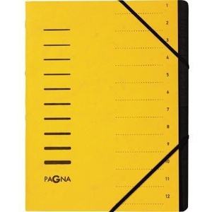 Yellow Pressed Chipboard <b>A4</b> Filing <b>Folder</b> with 12 Black Compartments - Product Image 1