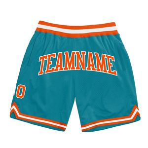 Industrie Direct Engro Sportswear Basketball <b>Shorts</b> Custom Teal <b>Orange</b>-White Authentic Throwback Basketball <b>Shorts</b> - Product Image 1