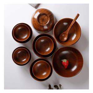 Bol en bois naturel massif pour servir des salades, des fruits, des collations et la présentation sur la table à manger, origine Vietnam - Product Image 1