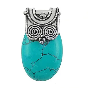 Art Palace Colgante de Búho de Plata 925 con Turquesa, Estilo Bohemio, con Engaste de Bisel, Amuleto Animal Vintage, Unisex, para Uso Diario, Religioso - Product Image 1