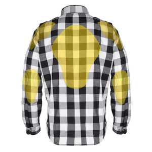 Camisa de Franela a Cuadros Naranja y Negra para Hombre con Protección de Nivel 2 CE para Motocicleta, Camisa de Seguridad para Motociclistas, Servicio OEM - Product Image 3