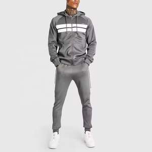 Survêtements d'hiver pour hommes vêtements de sport athlétiques décontracté fermeture éclair complète respirant 100% coton survêtement 2 pièces - Product Image 4