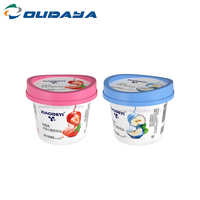 100ml 3oz venta al por mayor personalizado Deisn IML impreso PP plástico helado yogur pudín taza con tapa y cuchara