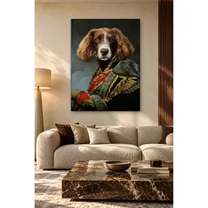 Impression sur toile de Fida Spaniel en uniforme d'officier hussard orné de fourrure - Product Image 2