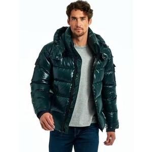 Envío rápido tela de invierno logotipo personalizado de talla grande adulto chaqueta acolchada abrigo hombres extraíble con capucha abajo brillante - Product Image 3