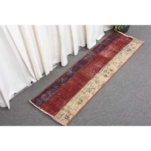 Alfombra Kilim turca roja Vintage de 13 'X 4,2', diseño de retales abstracto de lana de área grande clásica, látex de 10mm para pasillo rectangular - Product Image 3