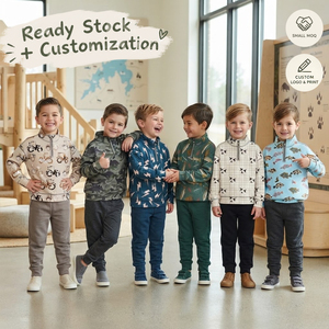 Sweat-shirt enfant à manches longues et col zippé, imprimé tracteur, dinosaure, camouflage, pour tout-petits, vêtements de boutique pour garçons, vêtements pour enfants OEM/ODM - Product Image 1