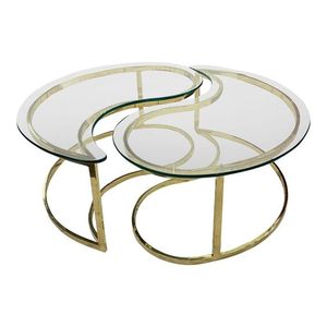 Hiện đại làm tổ bảng thiết lập của 3 vàng cổ kim loại PVD với Glass Top Vòng thiết kế mới Bàn cà phê cho nhà phòng khách hội trường - Product Image 2