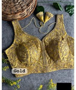 Ropa de boda para mujer, ropa de Sari de trabajo con perlas, diseñador indio, última colección, blusa pesada confeccionada para ropa de boda - Product Image 1