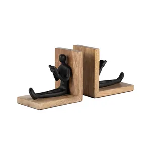 Wholesale Supply Of Decorative Tabletop Wooden Bookends Hot Selling 100% Natural Wooden Bookends Buy From Indian Supplier