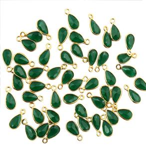 จี้ควอตซ์สีเขียวมรกตทรงลูกแพร์ ชุบทอง ประดับพลอยเหลี่ยมเพชรพลอย สำหรับทำเครื่องประดับ ขายส่ง - Product Image 1