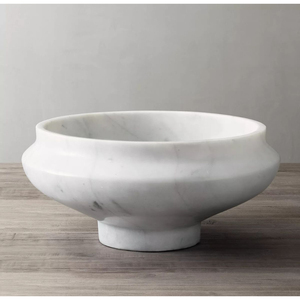 Luxe moderne maison cuisine Table à manger décor blanc naturel marbre fruits bol de service en laiton massif insérer à la main mariages - Product Image 5