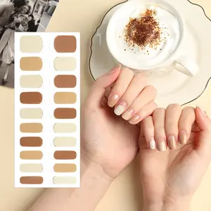 ShineB meilleure vente brun français Design 2D Gel ongles autocollants #45775 haute qualité facile Salon article de mode fabriqué en corée - Product Image 1