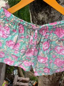 Short Jaipur en coton Hippie fait à la main Boho pour femmes vêtements de nuit à cordon floral avec poche tissu d'été Style bohème - Product Image 2