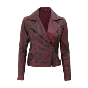 แจ็กเก็ตขี่จักรยานสีดำสำหรับผู้หญิง, แจ็กเก็ตขี่มอเตอร์ไซค์หนังแท้คอตั้งใช้ได้สองด้านดีไซน์ผ้าซาตินซับใน - Product Image 6