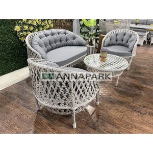 Juego de 2 muebles de jardín de ratán gris claro de Dubái - Product Image 4