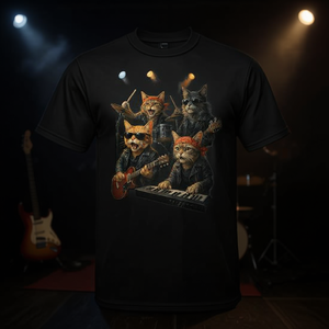 T-Shirt Grafica a Tema Musicale con Gatti di Gruppi Rock - Per Scopi Promozionali - Product Image 3